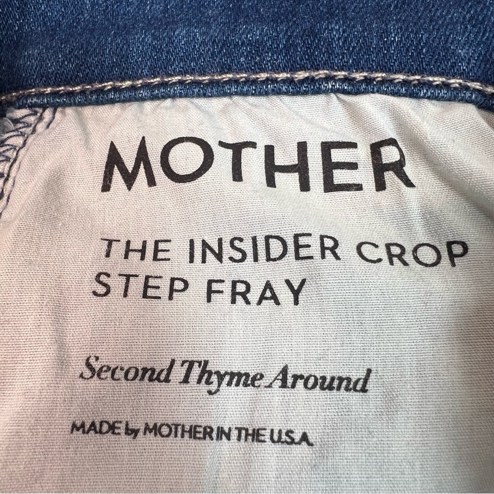 MOTHER Denim The Insider Crop Step Fray Jeans Second Thyme Around Size 27 - Picture 13 of 16